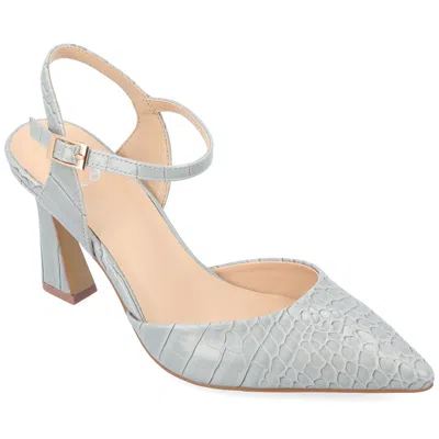 Journee Collection Womens Nixey Croco Texture Buckle Pointed Toe Pumps In Grey
