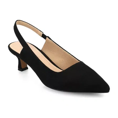 Journee Collection Womens Pointed Closed Toe Kitten Heel Pumps In Black