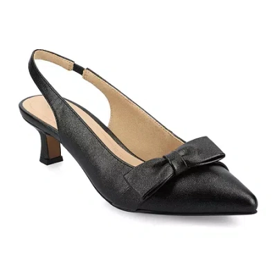 Journee Collection Womens Pointed Closed Toe Kitten Heel Pumps In Black
