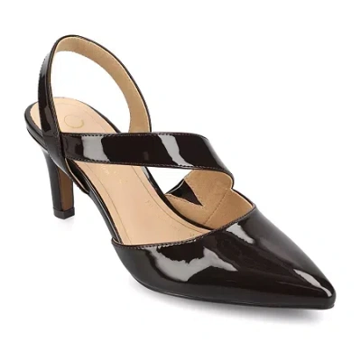 Journee Collection Womens Pointed Closed Toe Kitten Heel Pumps In Brown