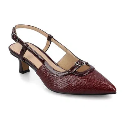 Journee Collection Womens Pointed Closed Toe Kitten Heel Pumps In Brown