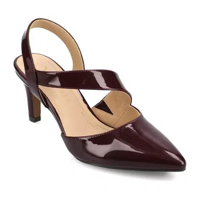 Journee Collection Womens Pointed Closed Toe Kitten Heel Pumps In Red