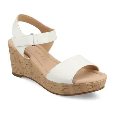 Journee Collection Womens Ranae Wedge Sandals In White