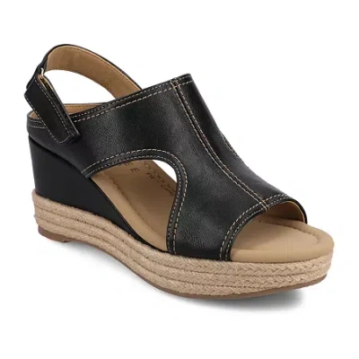 Journee Collection Womens Rayleigh Wedge Sandals In Black
