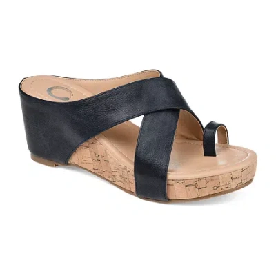 Journee Collection Womens Rayna Wedge Sandals In Blue