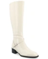 Journee Collection Womens Rhianah Regular Wide Calf Extra Wide Calf Block Heel Knee High Riding Boots In White