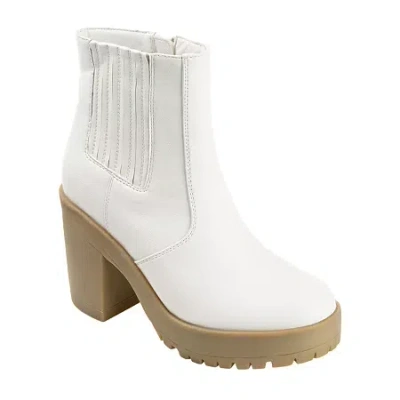 Journee Collection Womens Riplee Block Heel Booties In White