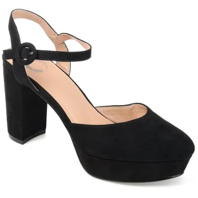 Journee Collection Womens Roslynn Almond Toe High Block Heel Pumps In Black