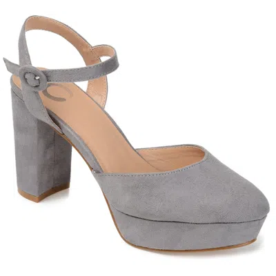 Journee Collection Womens Roslynn Almond Toe High Block Heel Pumps In Grey