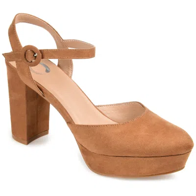 Journee Collection Womens Roslynn Almond Toe High Block Heel Pumps In Multi