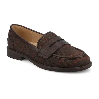 Journee Collection Womens Round Closed Toe Loafers In Burgundy