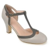 Journee Collection Womens Round Stacked Heel Pumps In Gray