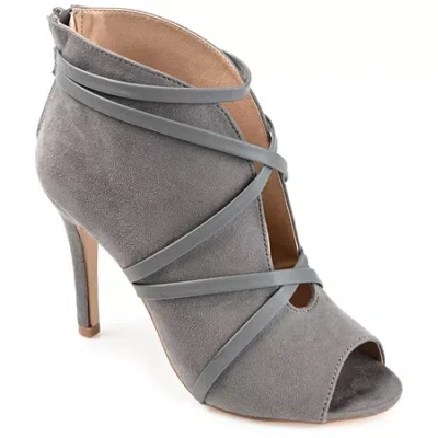 Journee Collection Womens Samara Booties Stiletto Heel Zip In Gray