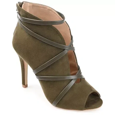 Journee Collection Womens Samara Booties Stiletto Heel Zip In Green
