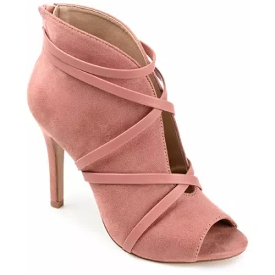 Journee Collection Womens Samara Booties Stiletto Heel Zip In Pink