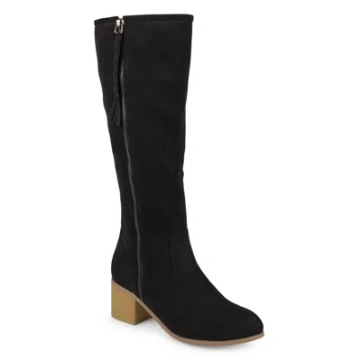 Journee Collection Womens Sanora Stacked Heel Riding Boots In Black