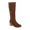 Journee Collection Womens Sanora Wide Calf Dress Boots Block Heel In Brown