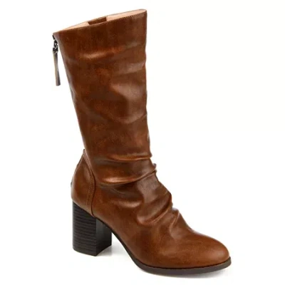 Journee Collection Womens Sequoia Stacked Heel Slouch Boots In Brown