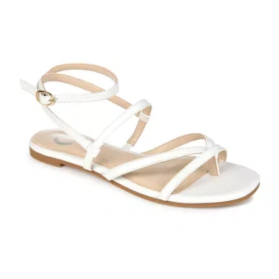 Journee Collection Womens Serissa Flat Sandals In White
