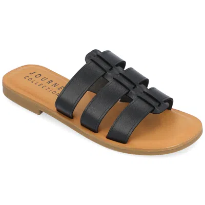 Journee Collection Womens Serrie Tru Comfort Foam Slip On Slide Flat Sandal In Black
