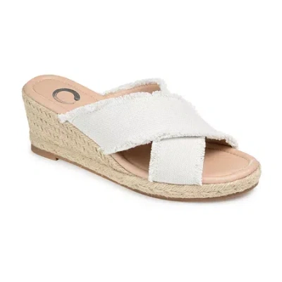 Journee Collection Womens Shanni Wedge Sandals In White