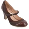 Journee Collection Womens Siri Medium And Wide Width Round Toe Block Heel Mary Jane Pumps In Brown