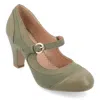 Journee Collection Womens Siri Medium And Wide Width Round Toe Block Heel Mary Jane Pumps In Green