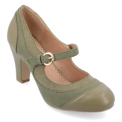 Journee Collection Womens Siri Medium And Wide Width Round Toe Block Heel Mary Jane Pumps In Green