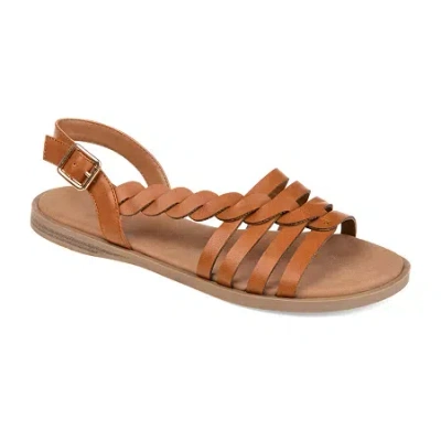 Journee Collection Womens Solay Ankle Strap Flat Sandals In Brown