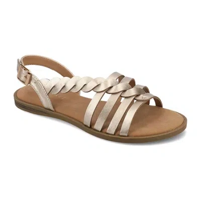 Journee Collection Womens Solay Flat Sandals In Gold