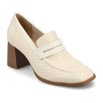 Journee Collection Womens Square Closed Toe Loafers In White
