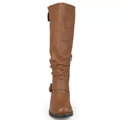 Journee Collection Womens Stormy Buckle-accented Riding Boots In Brown