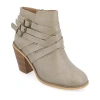 Journee Collection Womens Strap Stacked Heel Booties In Gray