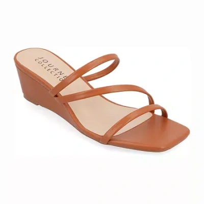 Journee Collection Womens Takarah Wedge Sandals In Brown
