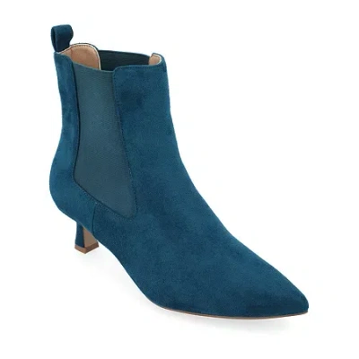 Journee Collection Womens Tenlee Kitten Heel Booties In Blue