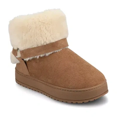 Journee Collection Womens Thada Flat Heel Booties In Brown