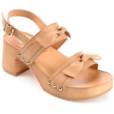 Journee Collection Womens Tia Double Bow Accent Clog Sandals In Beige