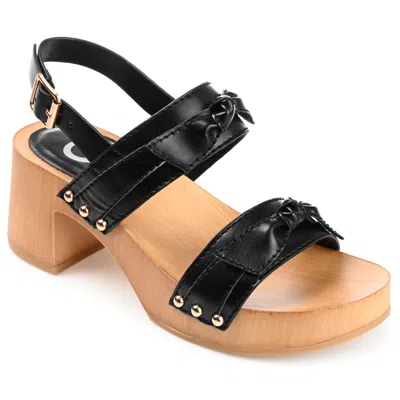 Journee Collection Womens Tia Double Bow Accent Clog Sandals In Black