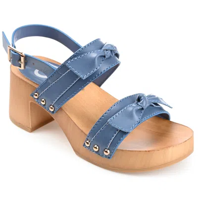 Journee Collection Womens Tia Double Bow Accent Clog Sandals In Blue