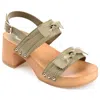 Journee Collection Womens Tia Double Bow Accent Clog Sandals In Green