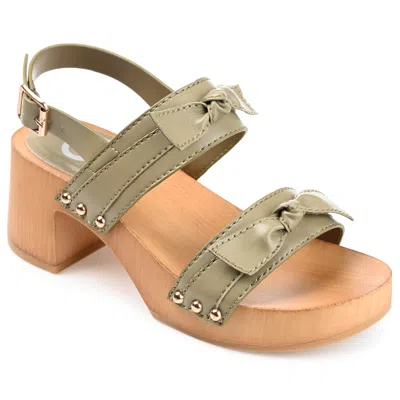 Journee Collection Womens Tia Double Bow Accent Clog Sandals In Green