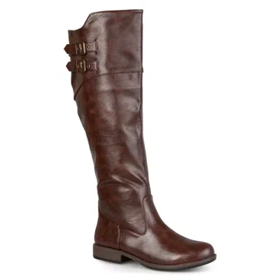Journee Collection Womens Tori Double-buckle Knee-high Riding Boots In Brown