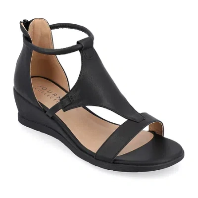 Journee Collection Womens Trayle Wedge Sandals In Black