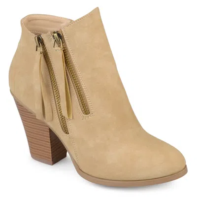 Journee Collection Womens Vally Inside Zip Stacked Heel Booties In Taupe