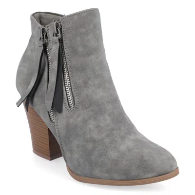 Journee Collection Womens Vally Inside Zip Stacked Heel Booties In Grey