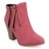Journee Collection Womens Vally Inside Zip Stacked Heel Booties In Pink