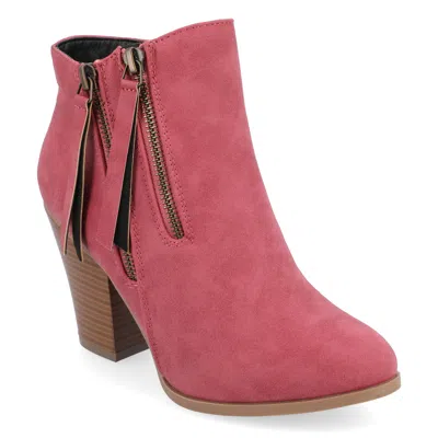 Journee Collection Womens Vally Inside Zip Stacked Heel Booties In Pink