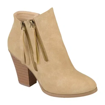 Journee Collection Womens Vally Stacked Heel Booties In Brown
