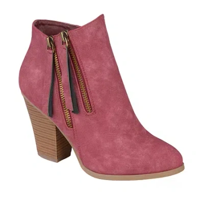Journee Collection Womens Vally Stacked Heel Booties In Pink