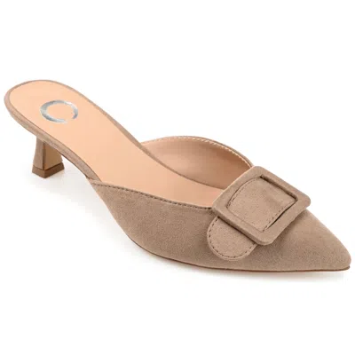 Journee Collection Womens Vianna Kitten Heel Mules Pointed Toe Pumps In Brown